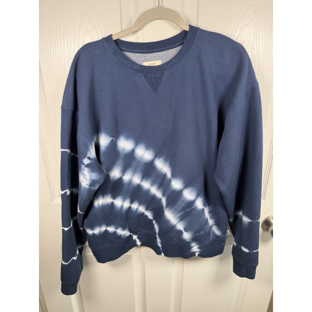 Roark Women's Sweatshirt Shibori Fleece Sweatshirt Tie Dye Deep Blue Size L